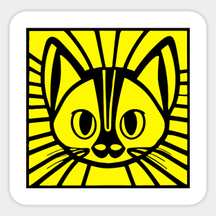 Cat illustrated yellow black Sticker